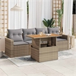 vidaXL Solid Acacia Wood Sofa Set in Gray/Beige