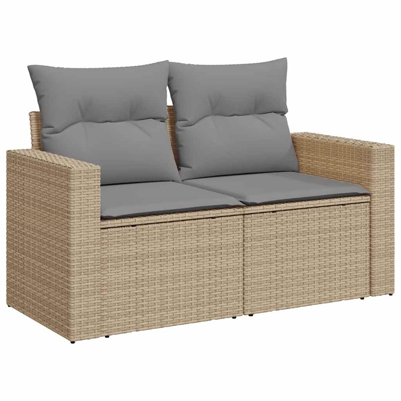 vidaXL Solid Acacia Wood Sofa Set in Gray/Beige