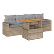 vidaXL Solid Acacia Wood Sofa Set in Gray/Beige