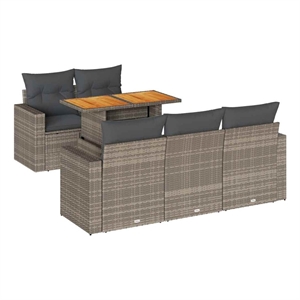 vidaXL 6 Piece Solid Acacia Wood Small Sofa Set in Gray