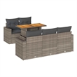 vidaXL 6 Piece Solid Acacia Wood Small Sofa Set in Gray