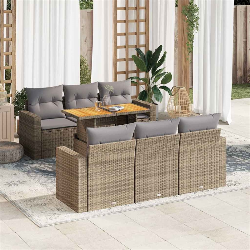 vidaXL 7 Piece Poly Rattan Patio Sofa Set