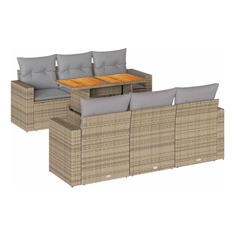 vidaXL 7 Piece Poly Rattan Patio Sofa Set