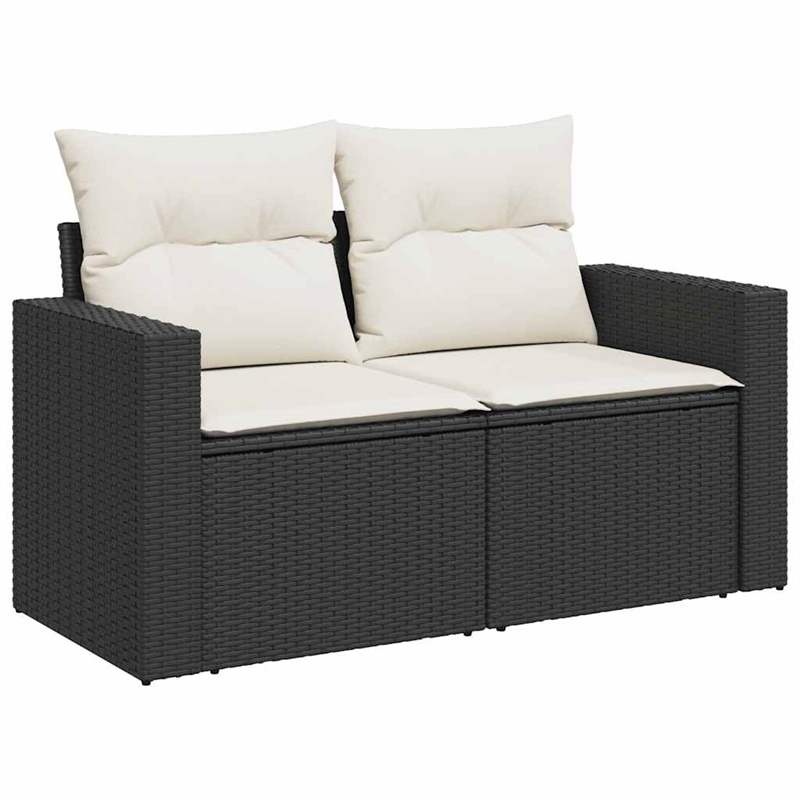 vidaXL 7 Piece Poly Rattan Sofa Set in Black/White/Cream