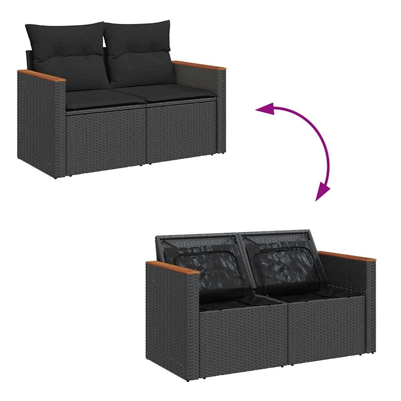 vidaXL 6 Piece Poly Rattan Sofa Set in Black
