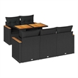 vidaXL 6 Piece Poly Rattan Sofa Set in Black
