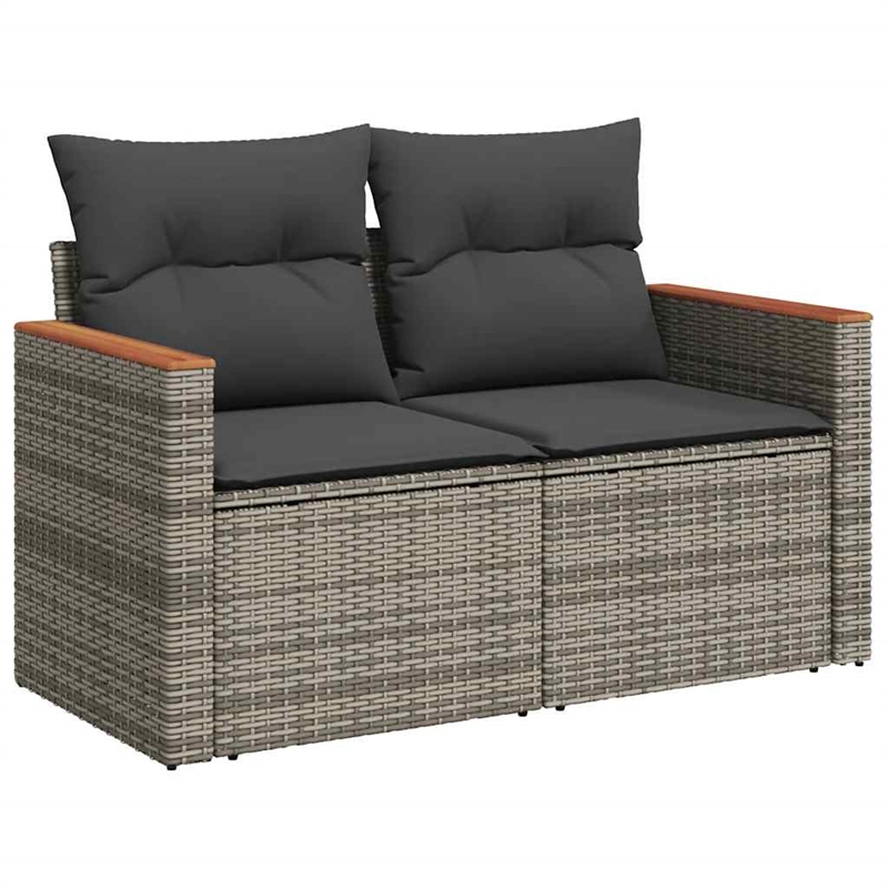 vidaXL 6 Piece Solid Acacia Wood Sofa Set in Gray