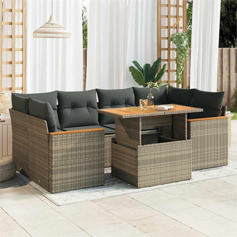 vidaXL Solid Acacia Wood Sofa Set in Gray