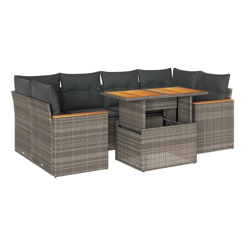 vidaXL Solid Acacia Wood Sofa Set in Gray