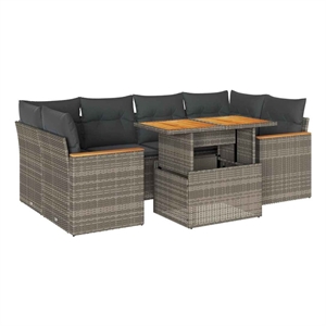 vidaXL Solid Acacia Wood Sofa Set in Gray