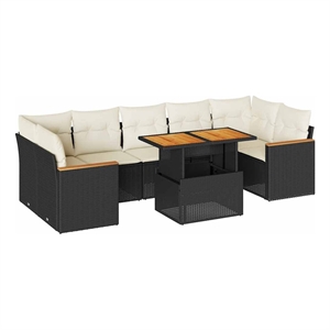 vidaXL 8 Piece Steel Sofa Set in Black/White/Cream