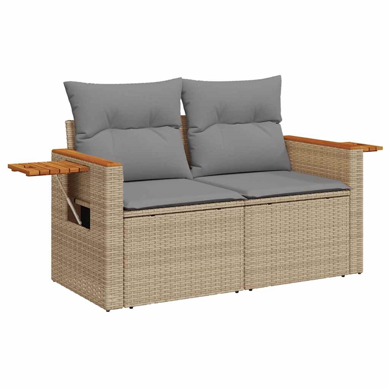 vidaXL 7 Piece Poly Rattan Sofa Set in Beige