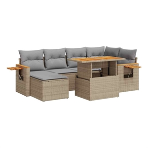vidaXL 7 Piece Steel Sofa Set in Beige