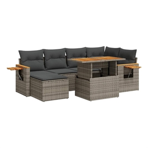 vidaXL 7 Piece Solid Acacia Wood Sofa Set in Gray