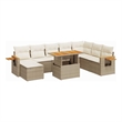 vidaXL 9 Piece Solid Acacia Wood Sofa Set in Beige