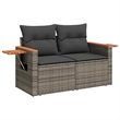 vidaXL 10 Piece Solid Acacia Wood Sofa Set in Gray