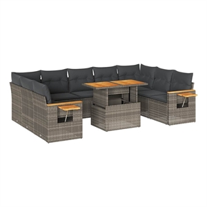 vidaXL 10 Piece Solid Acacia Wood Sofa Set in Gray