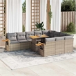 vidaXL 11 Piece Solid Acacia Wood Sofa Set in Beige