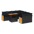 vidaXL Solid Acacia Wood Sofa Set in Black