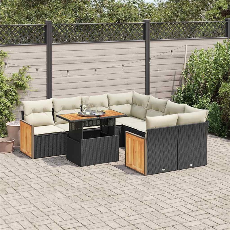 vidaXL 9 Piece Sofa Set in Black/White/Cream