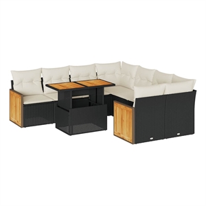 vidaXL 9 Piece Sofa Set in Black/White/Cream