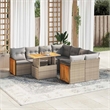 vidaXL 9 Piece Steel Sofa Set in Gray/Beige