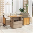 vidaXL 5 Piece Solid Acacia Wood Sofa Set in Beige