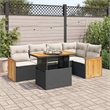 vidaXL 6 Piece Poly Rattan Sofa Set in Black/White/Cream