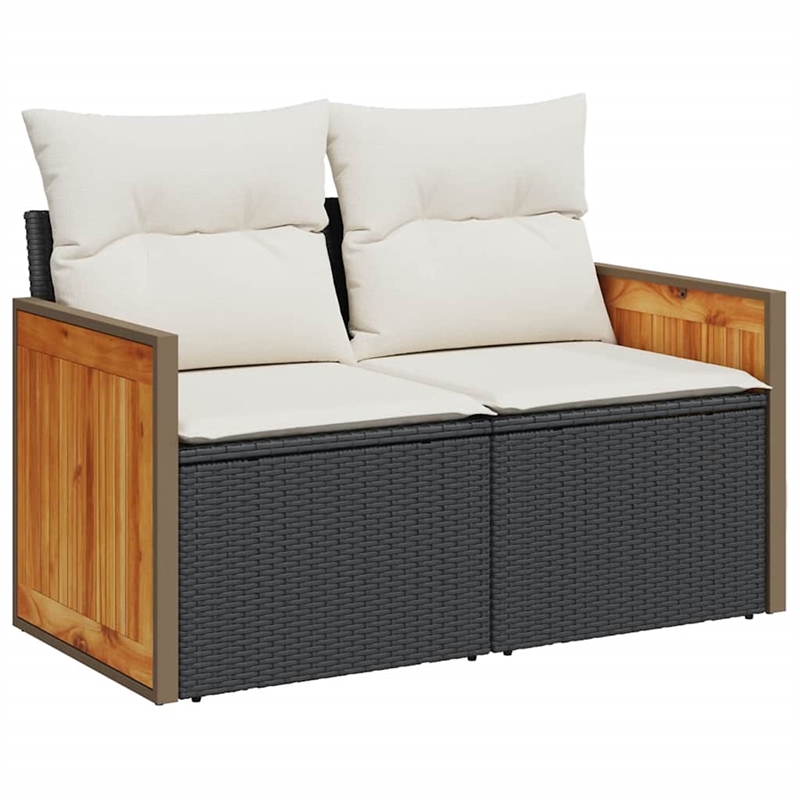 vidaXL 6 Piece Poly Rattan Sofa Set in Black/White/Cream