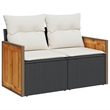 vidaXL 6 Piece Poly Rattan Sofa Set in Black/White/Cream