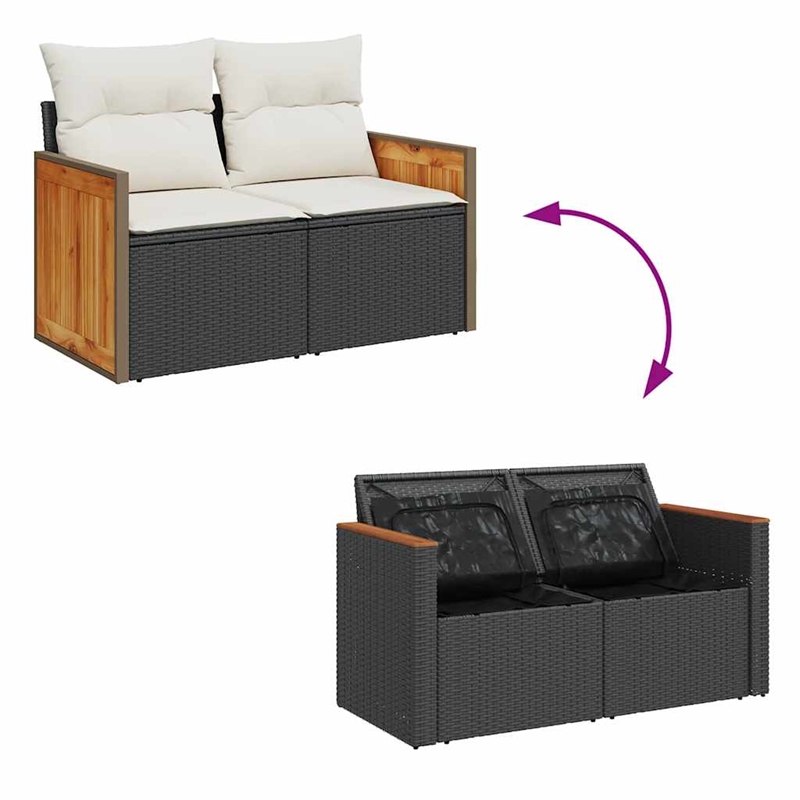 vidaXL 6 Piece Poly Rattan Sofa Set in Black/White/Cream