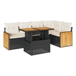 vidaXL 6 Piece Poly Rattan Sofa Set in Black/White/Cream