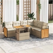vidaXL 7 Piece Solid Acacia Wood Sofa Set in Beige