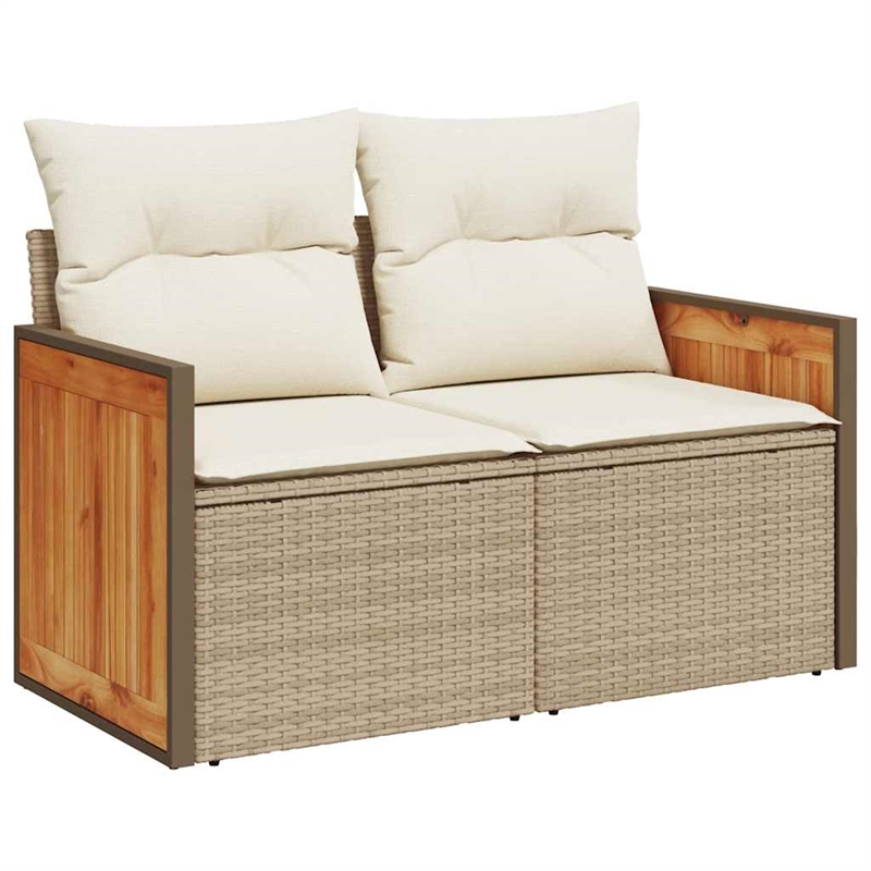 vidaXL 7 Piece Solid Acacia Wood Sofa Set in Beige