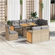 vidaXL Solid Acacia Wood Sofa Set in Beige