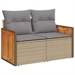 vidaXL Solid Acacia Wood Sofa Set in Beige