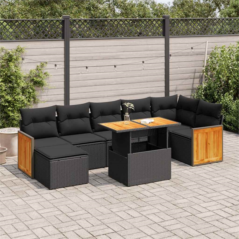 vidaXL Steel Small Sofa Set in Black
