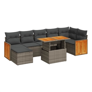 vidaXL 8 Piece Solid Acacia Wood Patio Sofa Set