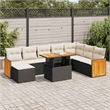 vidaXL 9 Piece Solid Acacia Wood Large Sofa Set in Black