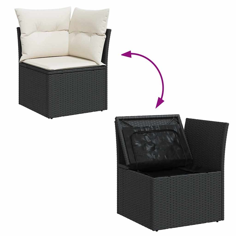 vidaXL 9 Piece Poly Rattan Sofa Set in Black/Cream