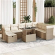vidaXL 9 Piece Poly Rattan Sofa Set in Beige