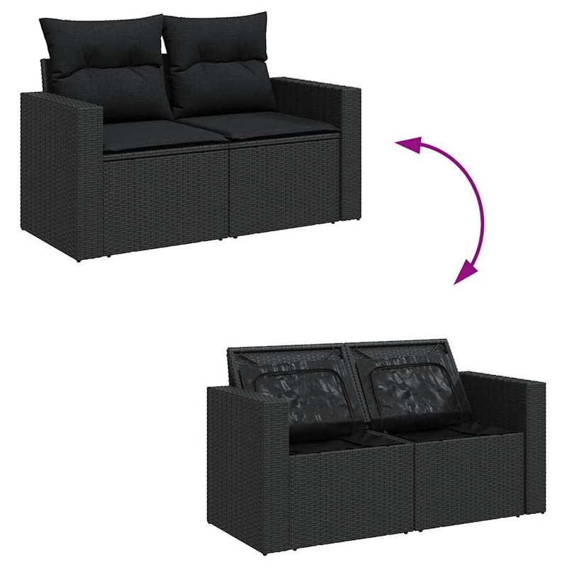 vidaXL 6 Piece Steel Sofa Set in Black