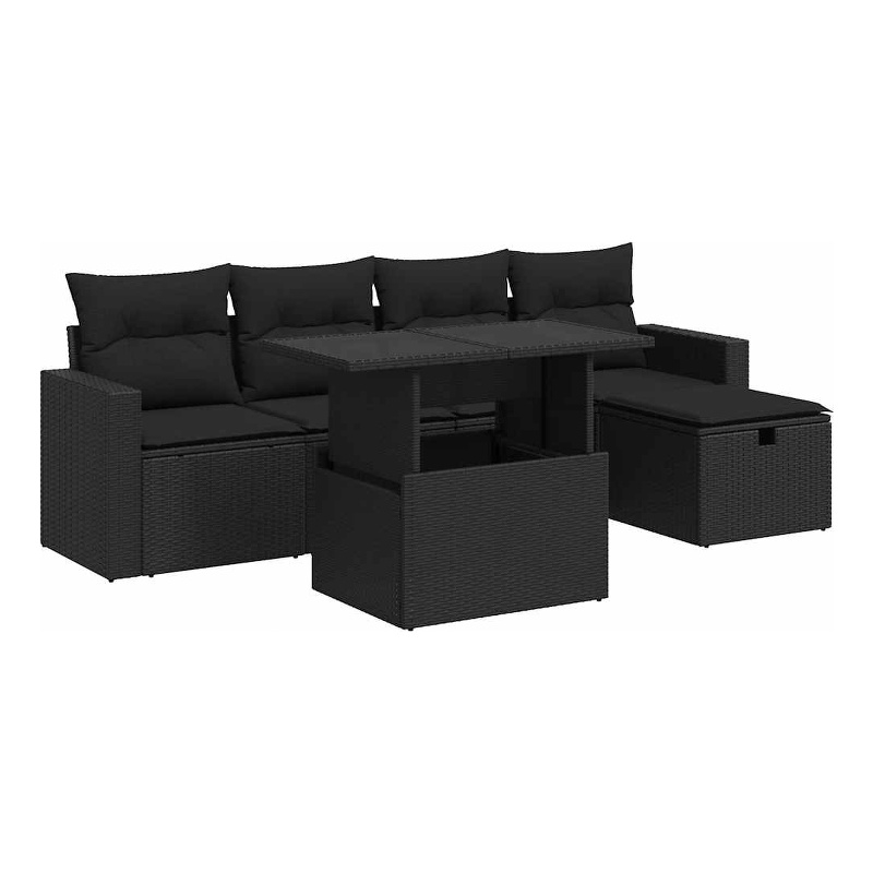 vidaXL 6 Piece Steel Sofa Set in Black