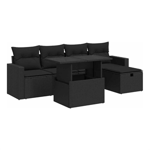vidaXL 6 Piece Steel Sofa Set in Black