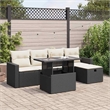 vidaXL 6 Piece Poly Rattan Sofa Set in Black/White/Cream