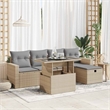 vidaXL 6 Piece Poly Rattan Sofa Set in Gray/Beige