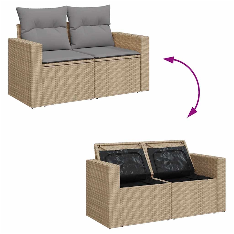 vidaXL 6 Piece Poly Rattan Sofa Set in Gray/Beige
