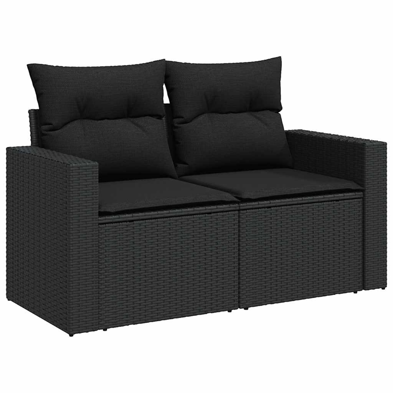 vidaXL 7 Piece Poly Rattan Sofa Set in Black