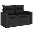 vidaXL 7 Piece Poly Rattan Sofa Set in Black