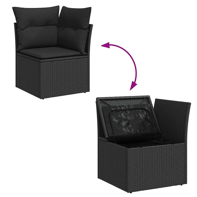 vidaXL 7 Piece Poly Rattan Sofa Set in Black